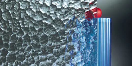 Close-up van Byzantijn grof blank glas